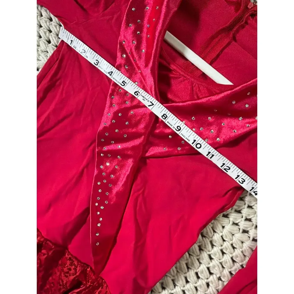 0199 Weissman Blackbird Red Tap Jazz Dance Costume SA Rhinestone Dress - Picture 6 of 7